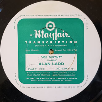 Alan Ladd Box 13 radio show transcription